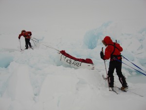 Expeditions with Ice Axe Expeditions Pulling Sled